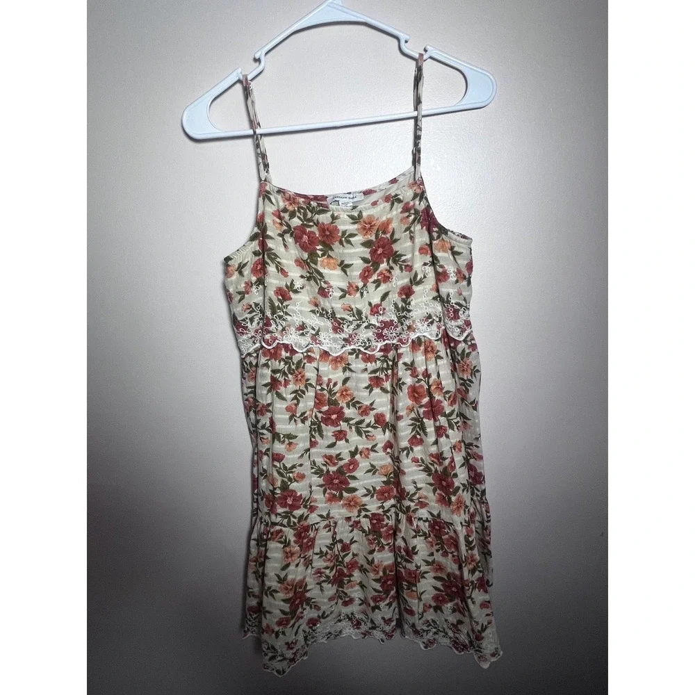 American Eagle Floral Babydoll Mini Dress Medium Lace Trim Boho Cottagecore M - Picture 10 of 10